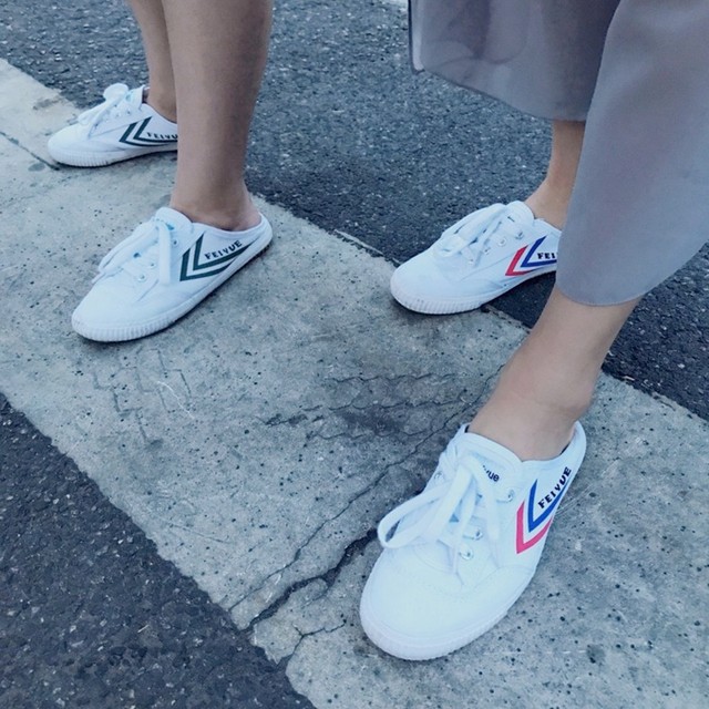 ເກີບແຕະເກີບຜ້າໃບຂອງແທ້ Feiyue Half Slippers ສໍາລັບຜູ້ຊາຍ