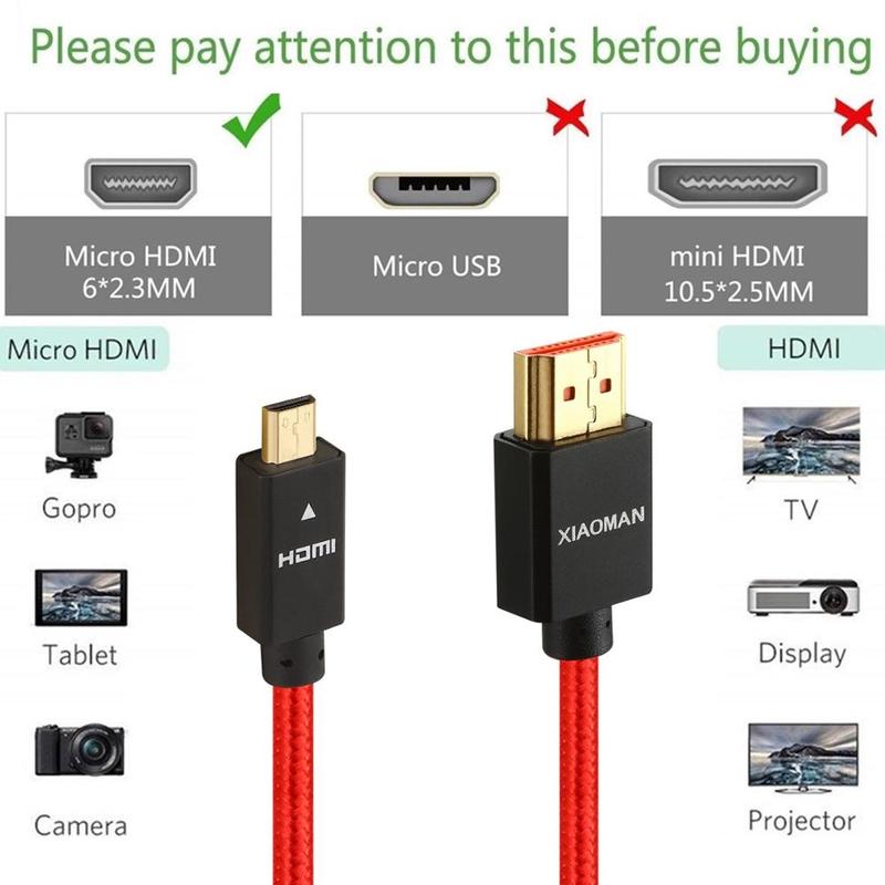 Micro HDMI to HDMI Cable High Speed Gold Plated Male to Mal - 图3