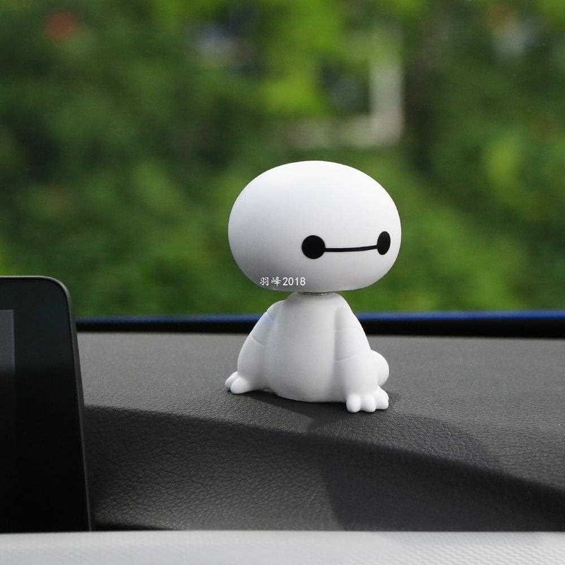 Cartoon Plastic Baymax Robot Shaking Head Figure Car Ornamen - 图2