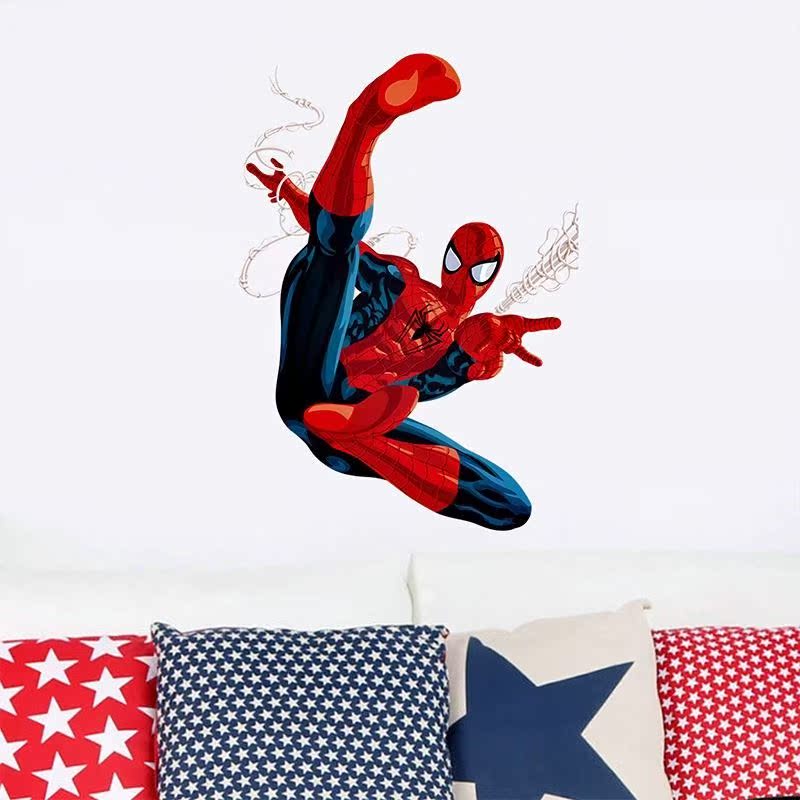 3d effect hero spiderman wall stickers for kids rooms nurse - 图0