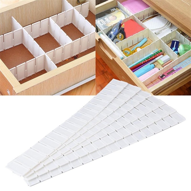 6Pcs Drawer Organizer Adjustable Stretch Plastic Drawers Div-图0