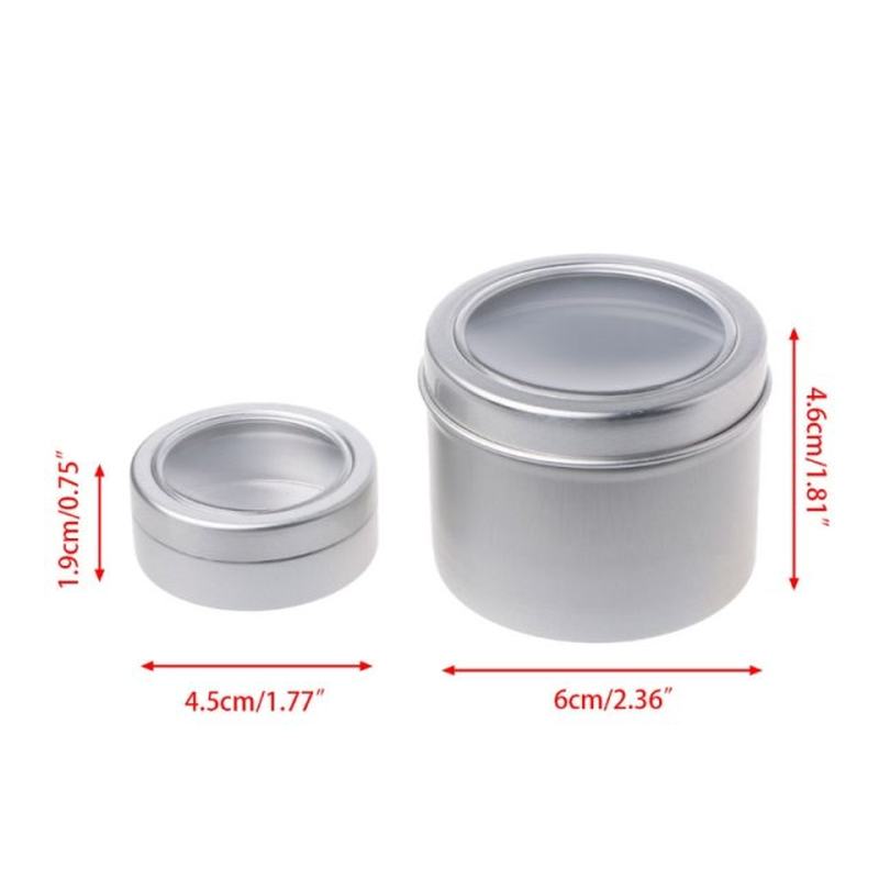 25/60ml Round Clear Window Tins Stage Spices Case Aluminum C - 图3