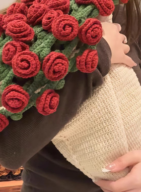玫瑰花束毯子手工编织diy材料包毛线团钩织花朵毛毯花勾针铃兰花