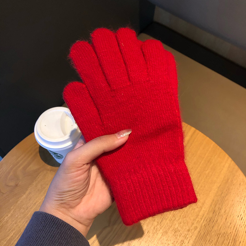 韩系兔毛手套女韩版ins冬季防寒针织保暖骑行护手五指分指手套男,淘宝优惠券,粉丝福利购,淘宝优惠卷