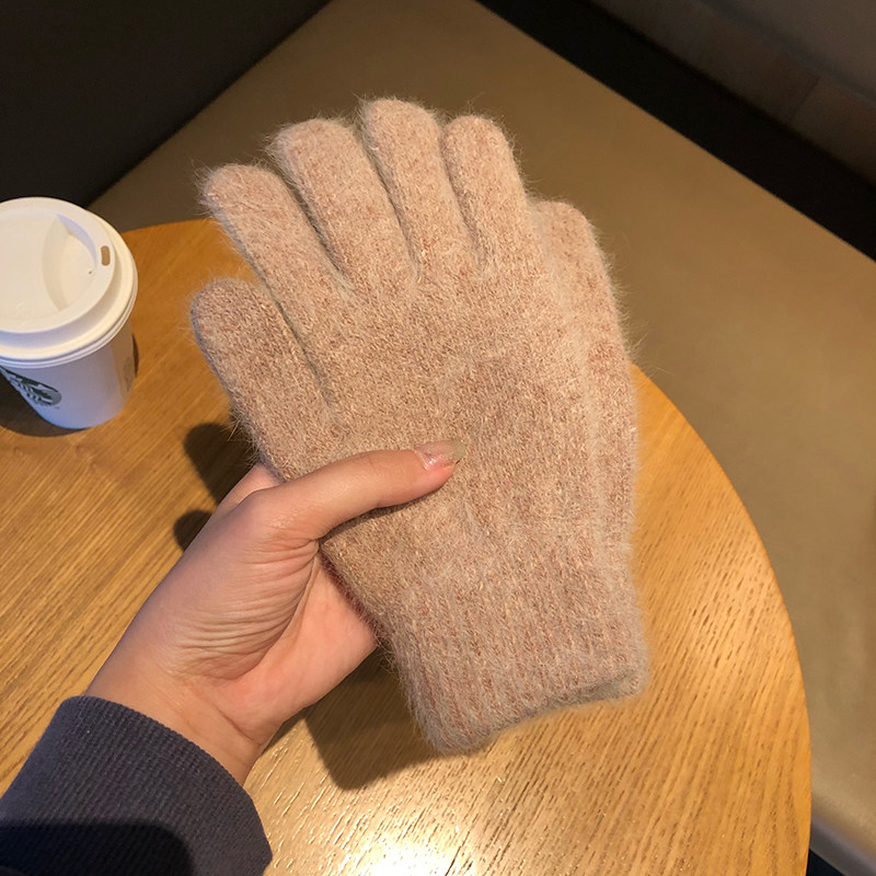 韩系兔毛手套女韩版ins冬季防寒针织保暖骑行护手五指分指手套男,淘宝优惠券,粉丝福利购,淘宝优惠卷