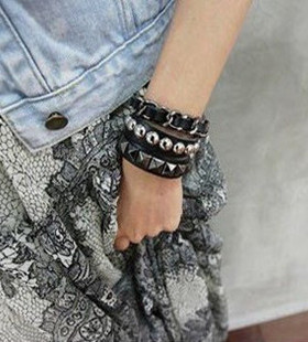 韩版韩国饰品简约学生铆钉牛皮