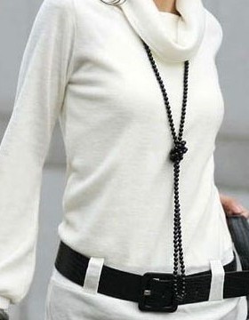 气质多层长款白色珍珠项链毛衣链