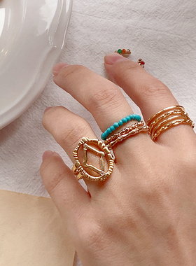 lhwindsor铜镀金四个组合装戒指