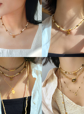 法国Bohemian Rhapsodie波西米亚狂想曲镀金虎眼石项链