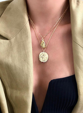 Gemisland镀24k金石榴石项链