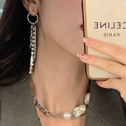 现货法国Justine Clenquet正品银色水钻水晶耳环耳线孟佳娜扎同款 - 图0