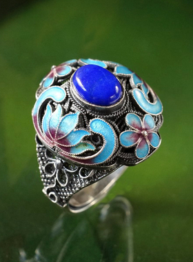 爱莲925纯银复古掐丝珐琅花丝