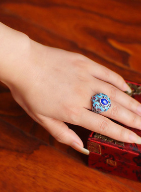 爱莲925纯银复古掐丝珐琅花丝