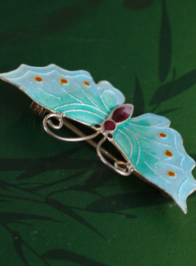 掐丝景泰蓝胸针旗袍手工银