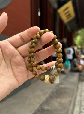 洛阳白马寺手串绿檀手串绿檀双圈莲花手串绿檀木手串情侣佩戴手串