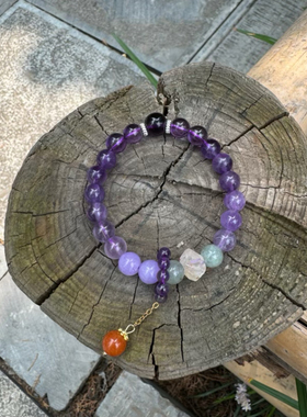 洛阳白马寺手串法物流通处九紫离火手链紫水晶手串多宝水晶手串链