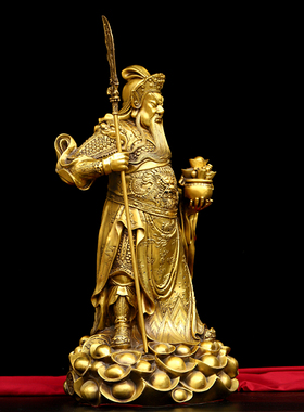 铜关公托宝竖刀忠义武财神关二爷