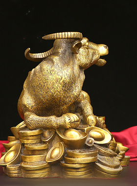 黄铜精工招财中式风动物金钱牛