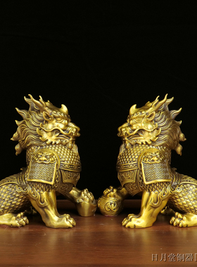 铜财福麒麟铠甲将帅麒麟镇宅摆件