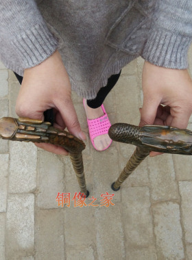 纯铜做旧寿星龙头拐杖