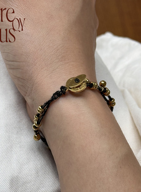 VITREQYOUS ins风简约波西米亚度假原创小众黑金编绳串珠手链
