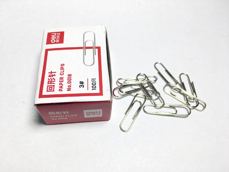得力回形针曲别针约100枚 0018型金属环形针盒装办公用品文具新品 - 图1