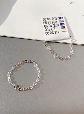 欧美外贸饰品 简约银色链条随形戒指个性新潮小众素圈链指环软戒