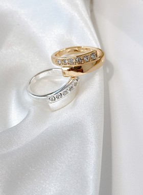 欧美外贸宝石戒指 设计感时髦冷淡风轻奢食指戒精致新潮层次戒指