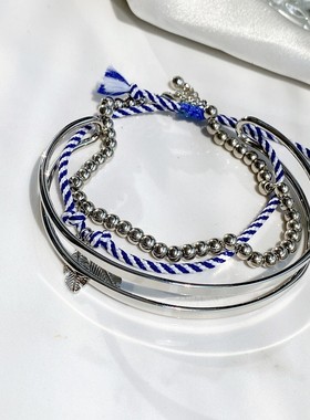 青岛非凡欧美外贸饰品 个性轻奢金色小众高级感少量精致手镯套装