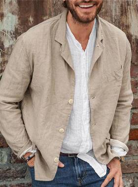 Men's trendy casual loose long sleeved cardigan suit jacket