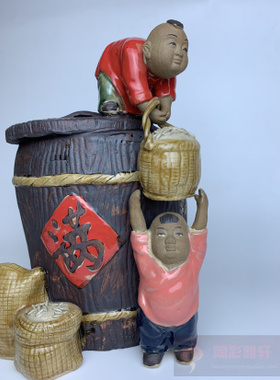 石湾陶瓷公仔手工艺人物家居装饰