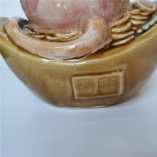 石湾陶瓷公仔动物十二生肖家居装饰摆件客厅黄松坚大师印章如意鼠 - 图2