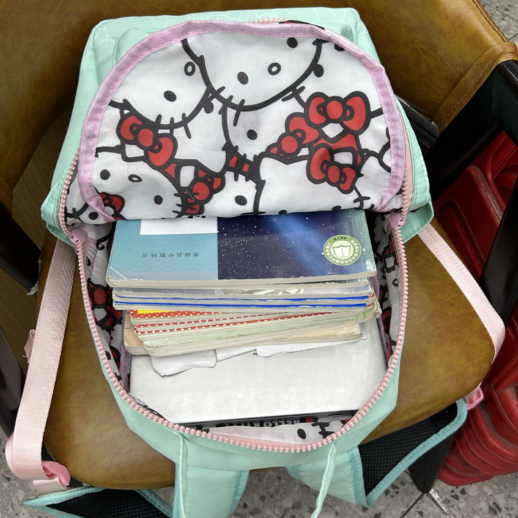 Hellokitty双肩包马卡龙色2024新款慵懒风小众书包学生党上课背包_虎窝淘