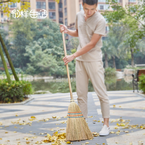庭院扫把加长扫地笤帚室外扫院子大扫把家用户外铁树大扫帚竹扫把 - 图0