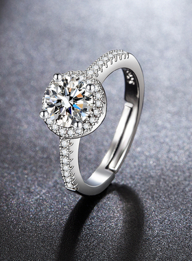 纯银女钻戒仿真克拉开口时尚