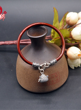 野生西藏无节复古铃铛鸡血藤手镯