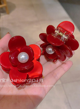 时尚气质发夹安可拉红色抓夹发饰