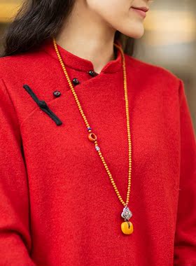 忘城天然蜜蜡文艺复古项坠