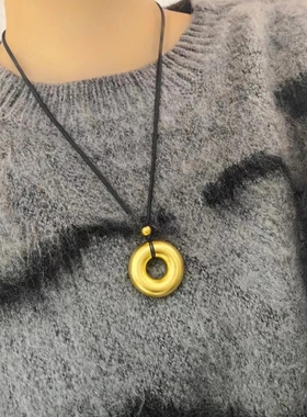 金包银平安扣吊坠男女同款古法平安无事素圈情侣挂坠项链送老婆