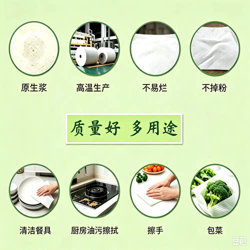 生鲜清洁专用纸厨房用纸吸水去油污牛排寿司40抽/包擦拭清洁 - 图3