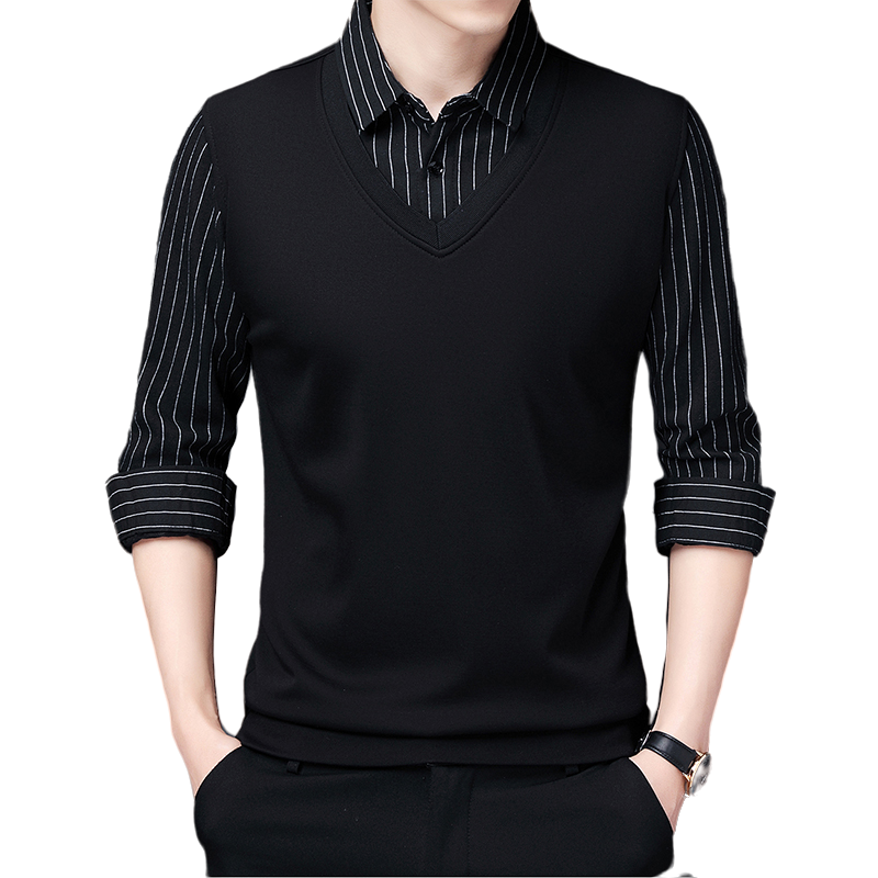 恒源祥秋冬男士加厚加绒假两件中青年打底衫保暖宽松毛衣男针织衫,淘宝优惠券,粉丝福利购,淘宝优惠卷