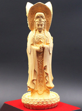 绒沙金观音菩萨佛像纳福家居装饰