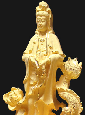 如意观音菩萨佛像绒沙金家居装饰