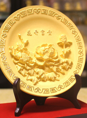 花盘乔迁新居风水创意摆设绒沙金