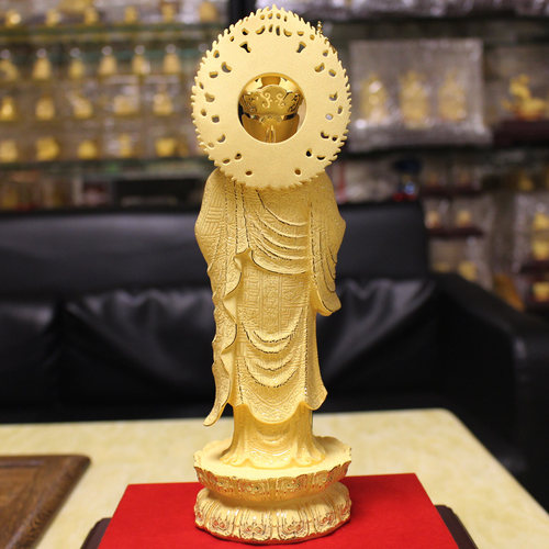 地藏王菩萨佛像摆件绒沙金九华山地藏菩萨金佛像家用装饰摆设 - 图3