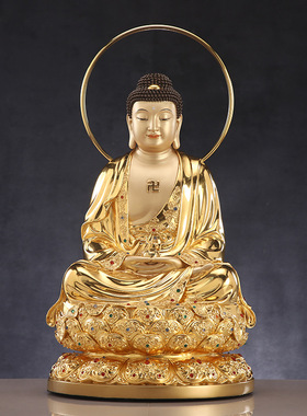 铜繁花掐丝镶宝贴金工艺娑婆三圣全堂佛弥勒佛观音释迦佛像摆件
