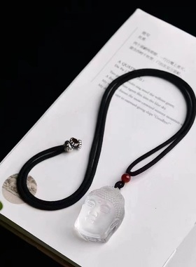 天然白水晶观音吊坠 白水晶释迦摩尼佛头吊坠男项链饰品男女款