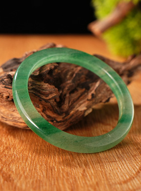 天然绿草莓晶手镯女细圆条冰透素圈美人镯简约气质高级感水晶