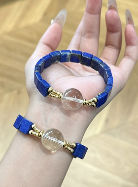 巧恩天然黄胶花黑金超多宝手链黑月光白水晶百搭设计感手串批发