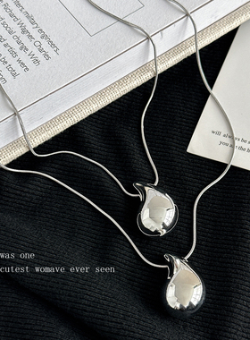 银色水滴项链女高级感吊坠